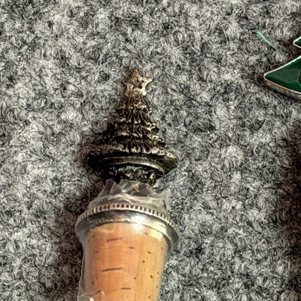 Christmas Tree Wine Bottle Stoppers, Lot Of 2